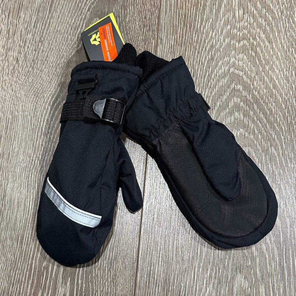 Kid's Adjustable Winter Mittens-Black-All In Motion